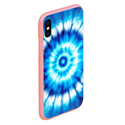 Чехол iPhone XS Max матовый Тай-дай бело-синий круг, цвет: 3D-баблгам — фото 2