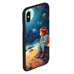 Чехол iPhone XS Max матовый Космическая путешественница: арт нейросети, цвет: 3D-черный — фото 2