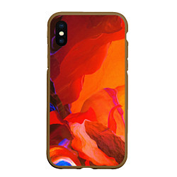 Чехол iPhone XS Max матовый Красно-оранжевый камень, цвет: 3D-коричневый