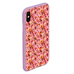 Чехол iPhone XS Max матовый Желтые белые и розовые цветы, цвет: 3D-сиреневый — фото 2