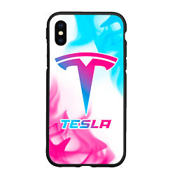 Чехол iPhone XS Max матовый Tesla neon gradient style, цвет: 3D-черный