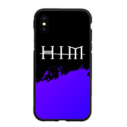 Чехол iPhone XS Max матовый HIM purple grunge, цвет: 3D-черный