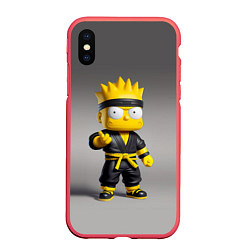 Чехол iPhone XS Max матовый Bart Simpson - ninja - Japan, цвет: 3D-красный