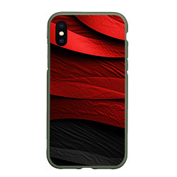 Чехол iPhone XS Max матовый Шероховатая красно-черная текстура, цвет: 3D-темно-зеленый