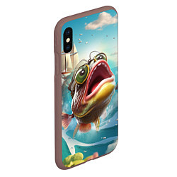 Чехол iPhone XS Max матовый Большой карп выпрыгивает из воды, цвет: 3D-коричневый — фото 2