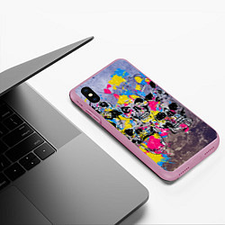 Чехол iPhone XS Max матовый Черепа на бетонной стене - граффити, цвет: 3D-розовый — фото 2