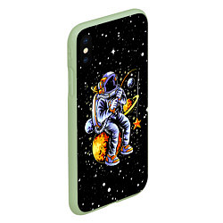 Чехол iPhone XS Max матовый Космонавт на рыбалке - неон, цвет: 3D-салатовый — фото 2