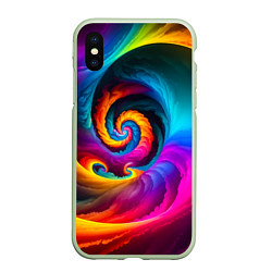 Чехол iPhone XS Max матовый Радужная воронка, цвет: 3D-салатовый