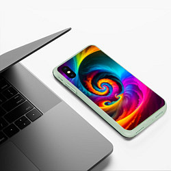 Чехол iPhone XS Max матовый Радужная воронка, цвет: 3D-салатовый — фото 2