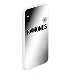 Чехол iPhone XS Max матовый Ramones glitch на светлом фоне: символ сверху, цвет: 3D-белый — фото 2
