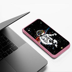 Чехол iPhone XS Max матовый Космонавт играет рок на гитаре, цвет: 3D-малиновый — фото 2