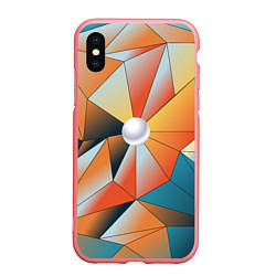 Чехол iPhone XS Max матовый Жемчужина - градиент из полигональных треугольнико, цвет: 3D-баблгам