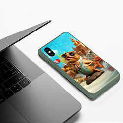 Чехол iPhone XS Max матовый Карп с пивом, цвет: 3D-темно-зеленый — фото 2