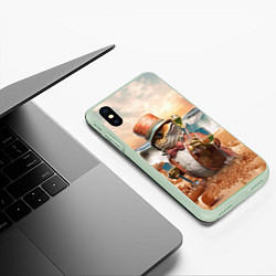 Чехол iPhone XS Max матовый Рыба с пивом, цвет: 3D-салатовый — фото 2