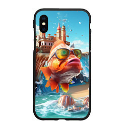 Чехол iPhone XS Max матовый Карп в солнечных очках, цвет: 3D-черный