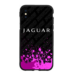 Чехол iPhone XS Max матовый Jaguar pro racing: символ сверху, цвет: 3D-черный