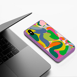 Чехол iPhone XS Max матовый Краски абстрактные линии, цвет: 3D-фиолетовый — фото 2