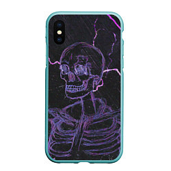 Чехол iPhone XS Max матовый Неоновый скелет и молнии, цвет: 3D-мятный