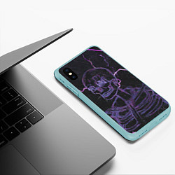 Чехол iPhone XS Max матовый Неоновый скелет и молнии, цвет: 3D-мятный — фото 2