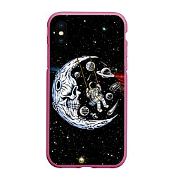 Чехол iPhone XS Max матовый Космические качели - череп, цвет: 3D-малиновый
