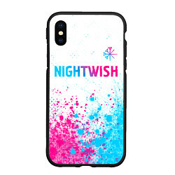 Чехол iPhone XS Max матовый Nightwish neon gradient style: символ сверху, цвет: 3D-черный