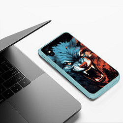 Чехол iPhone XS Max матовый Fantasy wolf, цвет: 3D-мятный — фото 2