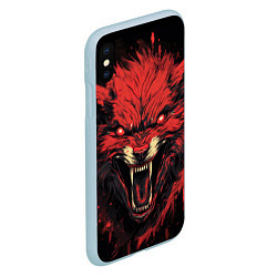 Чехол iPhone XS Max матовый Red wolf, цвет: 3D-голубой — фото 2