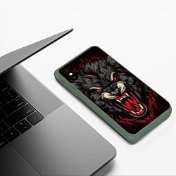 Чехол iPhone XS Max матовый Wolf fantasy, цвет: 3D-темно-зеленый — фото 2