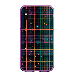 Чехол iPhone XS Max матовый Лучи и огоньки, цвет: 3D-фиолетовый