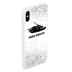 Чехол iPhone XS Max матовый Papa Roach с потертостями на светлом фоне, цвет: 3D-белый — фото 2