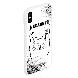 Чехол iPhone XS Max матовый Megadeth рок кот на светлом фоне, цвет: 3D-белый — фото 2