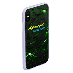 Чехол iPhone XS Max матовый Cyberpunk 2077 phantom liberty green, цвет: 3D-светло-сиреневый — фото 2