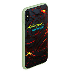 Чехол iPhone XS Max матовый Cyberpunk 2077 phantom liberty fire, цвет: 3D-салатовый — фото 2