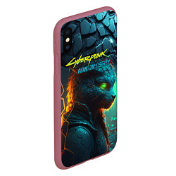 Чехол iPhone XS Max матовый Сyberpunk 2077 phantom liberty cat, цвет: 3D-малиновый — фото 2