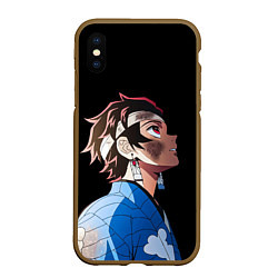 Чехол iPhone XS Max матовый Танджиро - клинок - минимализм, цвет: 3D-коричневый