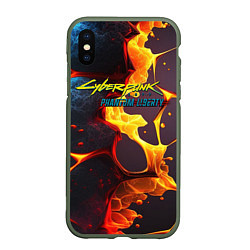 Чехол iPhone XS Max матовый Cyberpunk 2077 phantom fire, цвет: 3D-темно-зеленый