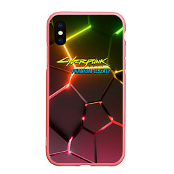 Чехол iPhone XS Max матовый Cyberpunk 2077 phantom liberty logo neon, цвет: 3D-баблгам