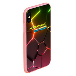 Чехол iPhone XS Max матовый Cyberpunk 2077 phantom liberty logo neon, цвет: 3D-баблгам — фото 2