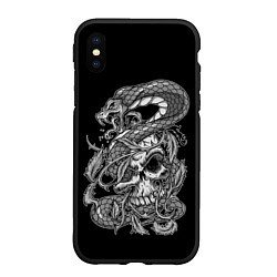 Чехол iPhone XS Max матовый Cobra and skull, цвет: 3D-черный