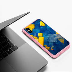Чехол iPhone XS Max матовый Синяя и жёлтая геометрия, цвет: 3D-баблгам — фото 2