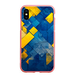 Чехол iPhone XS Max матовый Синяя и жёлтая геометрия, цвет: 3D-баблгам