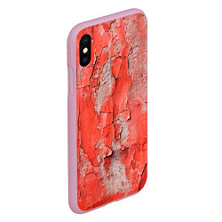 Чехол iPhone XS Max матовый Красные и серые трещины, цвет: 3D-розовый — фото 2