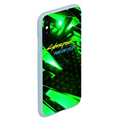 Чехол iPhone XS Max матовый Cyberpunk 2077 phantom liberty neon green, цвет: 3D-голубой — фото 2