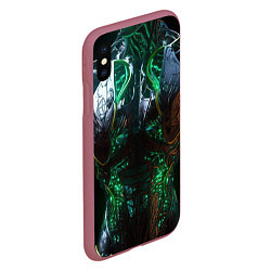 Чехол iPhone XS Max матовый Киберпанк торс, цвет: 3D-малиновый — фото 2
