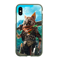 Чехол iPhone XS Max матовый Biomutant, цвет: 3D-темно-зеленый