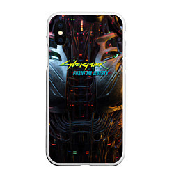 Чехол iPhone XS Max матовый Киберпанк 2077 призрачная свобода лого на торсе, цвет: 3D-белый