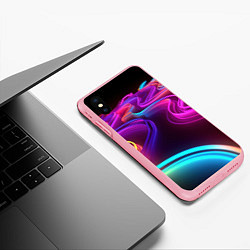 Чехол iPhone XS Max матовый Неоновые волны, цвет: 3D-баблгам — фото 2