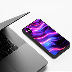 Чехол iPhone XS Max матовый Неоновые волны, цвет: 3D-черный — фото 2