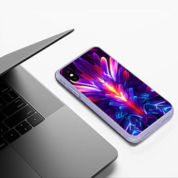 Чехол iPhone XS Max матовый Неоновые объекты абстракция, цвет: 3D-светло-сиреневый — фото 2