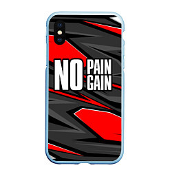 Чехол iPhone XS Max матовый No pain no gain - красный, цвет: 3D-голубой